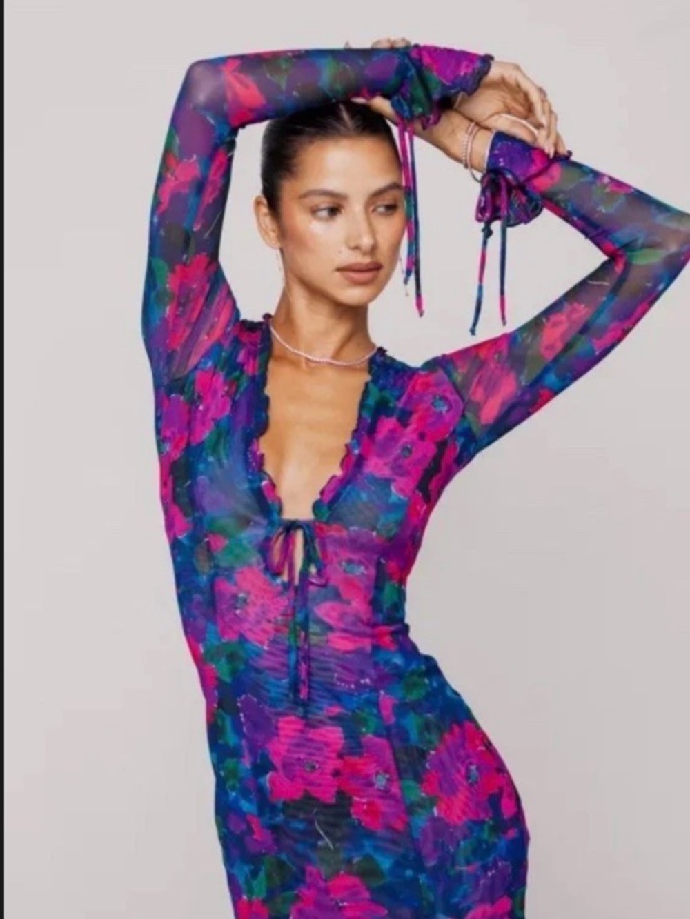 RESA Sheer Floral Mesh Mini Sloane dress